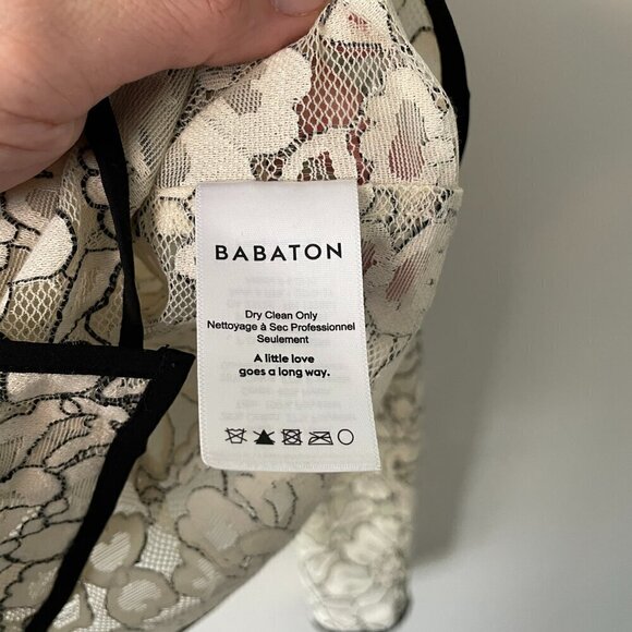 Aritzia Babaton Floral Lace Long Sleeve Casual Sheer Blouse White Black XXS - Picture 7 of 8